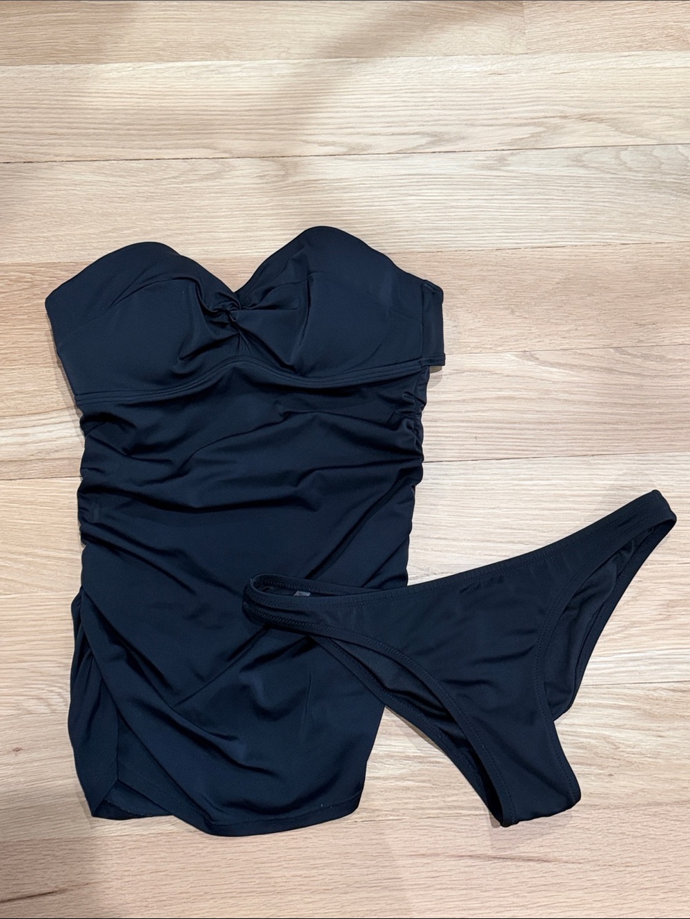 Victoria's Secret Black Strapless Swim top 36C (padded) + large VS black bottoms